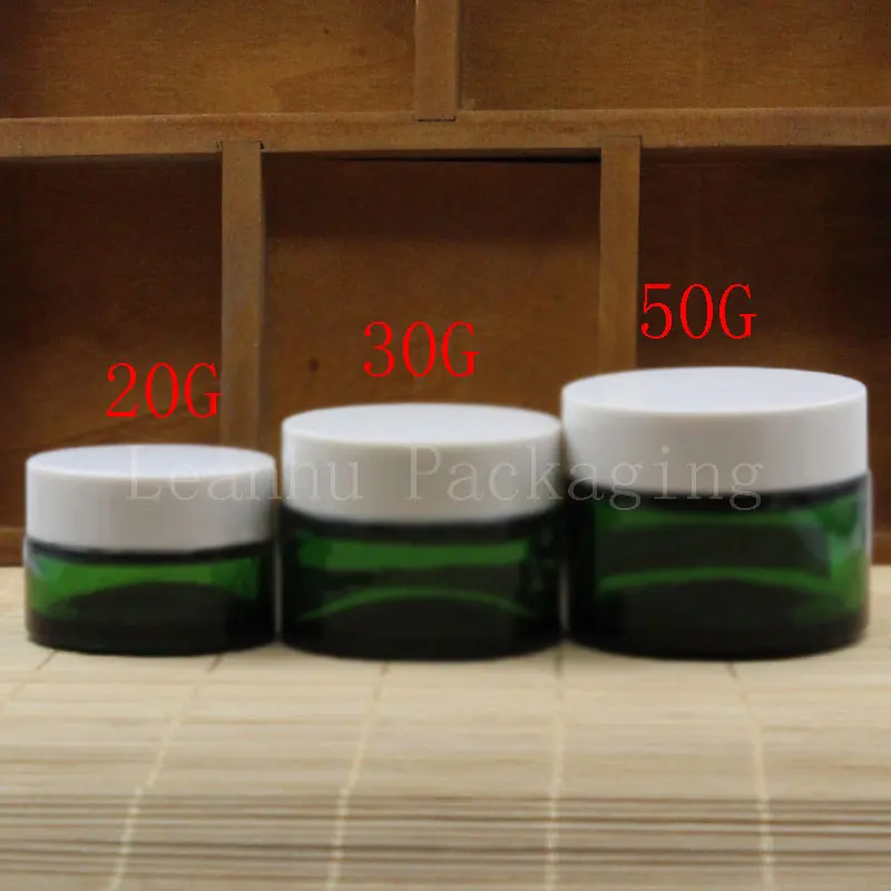 

20G 30G 50G Green Glass Cream Jar, Mask/Cream Sub-bottling, Beauty Skin Care Cosmetic Packaging Container (15 PC/Lot)