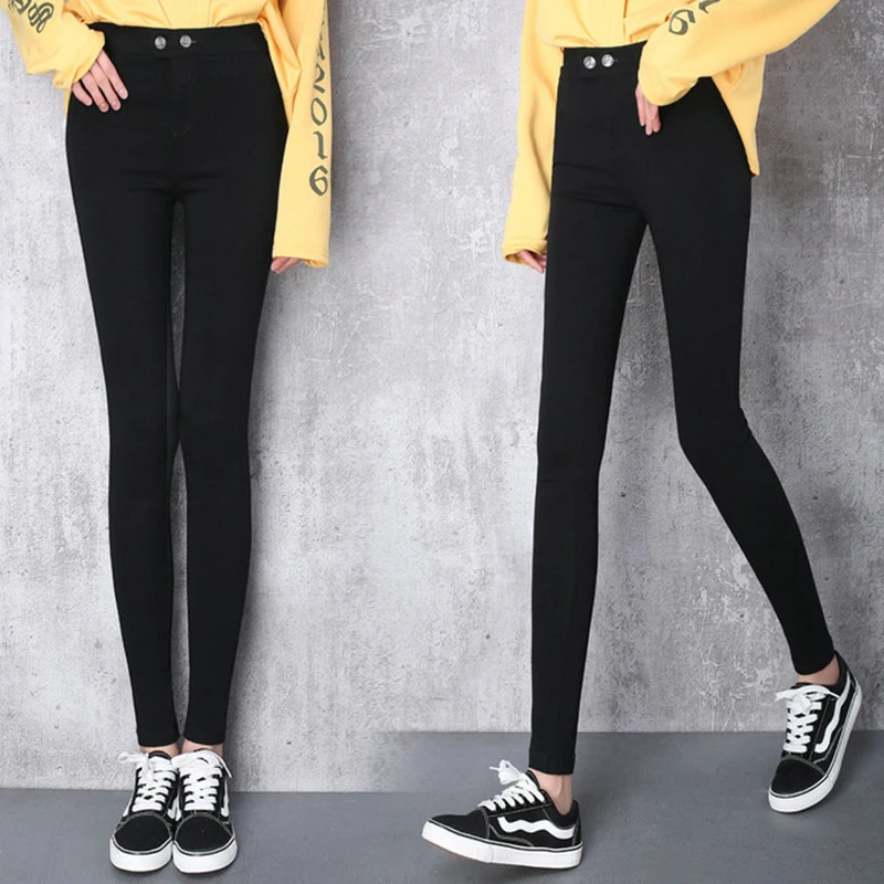 ZYFPGS 2019 Hot Women's Nine Points Casual Pants Two buttons Women Pants Black pop Plus Size Slim Pencil Pants New Arrivals ZYFPGS 2019 Hot Women's Nine Points Casual Pants Two buttons Women Pants Black pop Plus Size Slim Pencil Pants New Arrivals