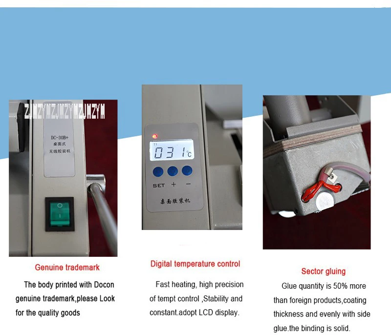 DC-30B многофункциональная машина для переплета книг, идеальная машина для переплета клея с ЖК-дисплеем