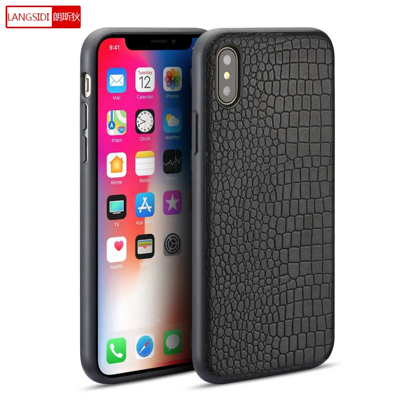

For iphone 7 PLUS Genuine Leather Crocodile Grain phone case Capa for iphone X XS shockproof protective cover For Iphone 8 8plus