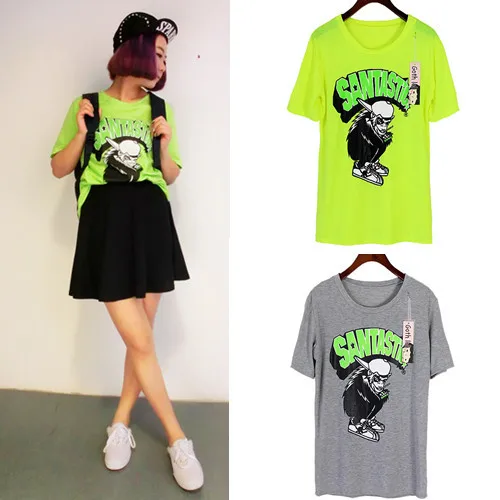 Free Shipping 2013 Fashion Boy Friend Style Hip Hop Monkey Print Pattern Short Sleeves Tees Women's T-Shirts 48558 |