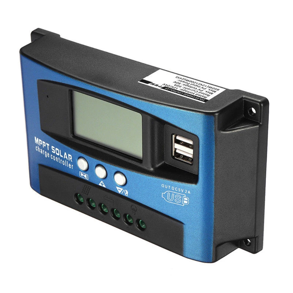 Контроллер заряда солнечной батареи 30/40/50/60/100A MPPT двойной USB ЖК дисплей 12 В 24