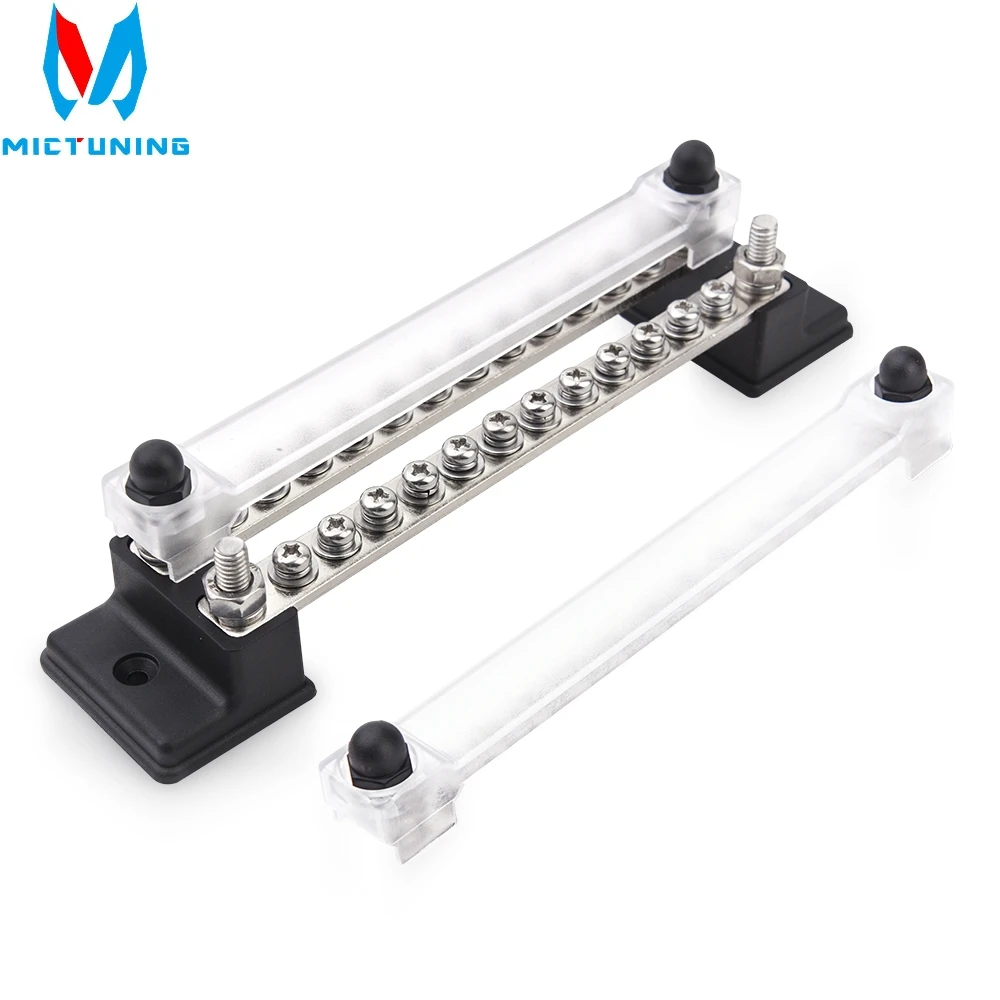 

24 Terminal 150A Bus Bar Cover Ground Distribution Block Car Boat Marine Power Distribution Terminal Block 12 Screws + 2 Studs