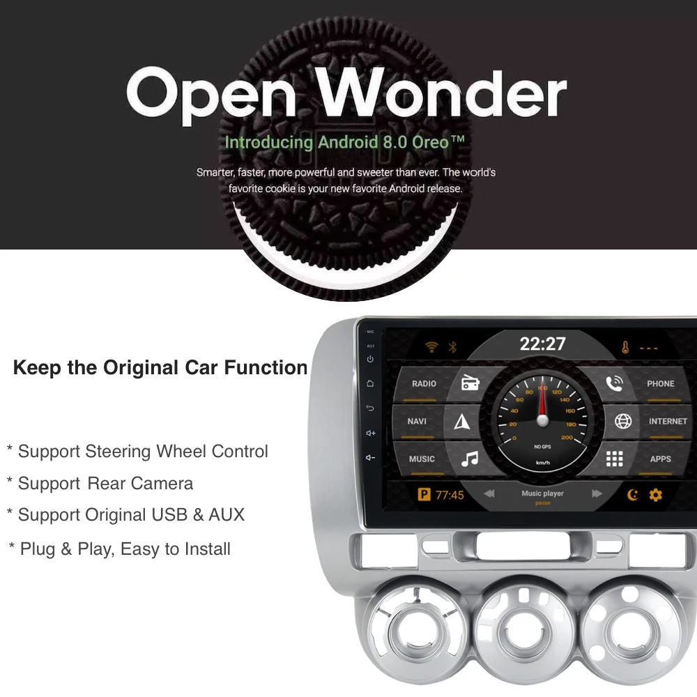 Sale Android 8.0/7.1 Car Multimedia Player for Honda Jazz / Fit Manual AC GPS 2002 2003 - 2006 2007 2008 9" 2.5D IPS Screen 8-core 0
