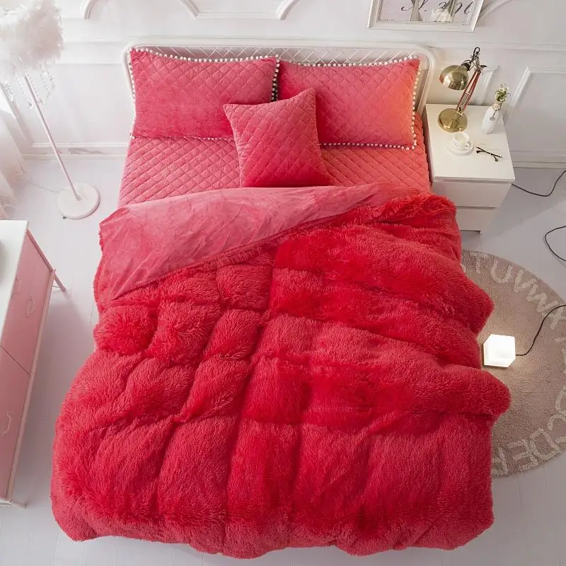 

Fleece Warm 5Pcs QUEEN Bedding Set Russian size 160X200cm Bedskirt White Duvet Cover Bed spread set parure de lit ropa de cama
