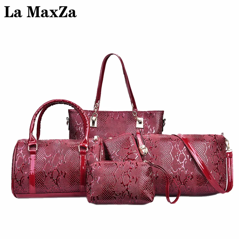 

La MaxZa Brand New Fashion Casual Glossy Alligator Totes Large Capacity Ladies Simple Shopping Handbag PU Leather Shoulder Bags