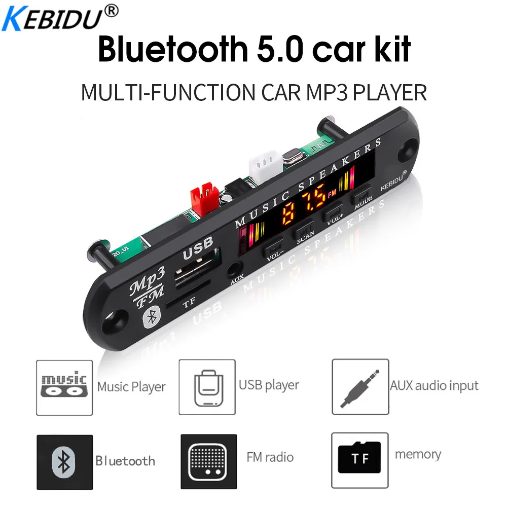 Kebidu беспроводной Bluetooth 5 0 DC 5V 12V MP3 WMA декодер плата аудио модуль USB FM TF радио AUX вход