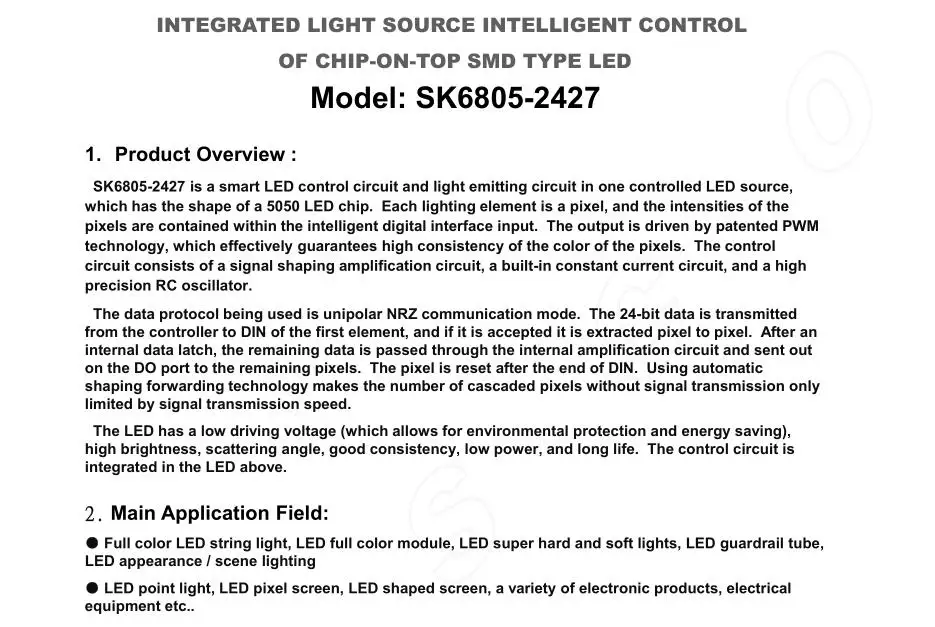 10-3000 шт SK6805-2427 полноцветный чип как SK6812 WS2812B 2427 SMD 0,1 Вт интегрированный источник питания, Интеллектуальный контрольный светодиодный светильник