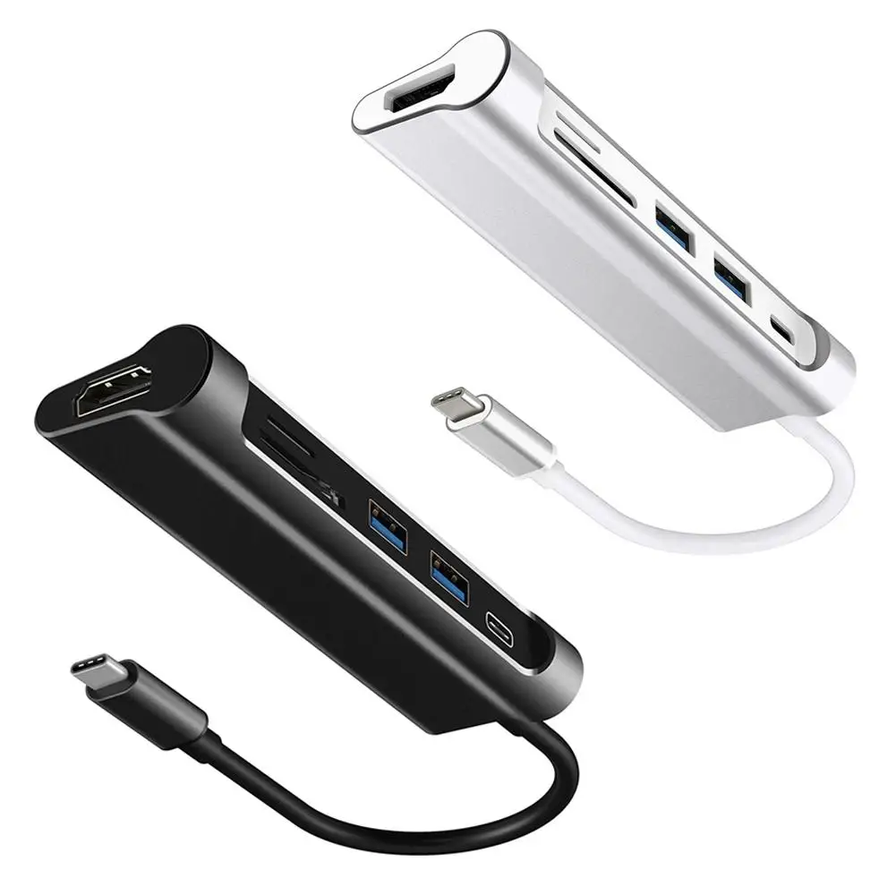 

HOT 6 in 1 Multifunctional Type-C Hub HDMI/USB3.0/SD TF Card Adapter Dock Station