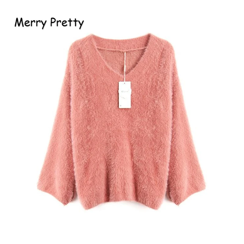 Aliexpress.com : Buy MERRY PRETTY Women Faux Mohair Sweaters 2018 Winter Flare Sleeve V Neck 