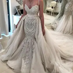 Новые великолепные свадебное платье es Русалка Стиль Милая декольте abiti да sposa Съемная Поезд Свадебное платье