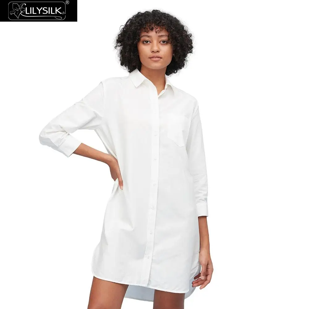 

LilySilk Shirtdress Silk Cotton Long Sleeve New Women Free Shipping