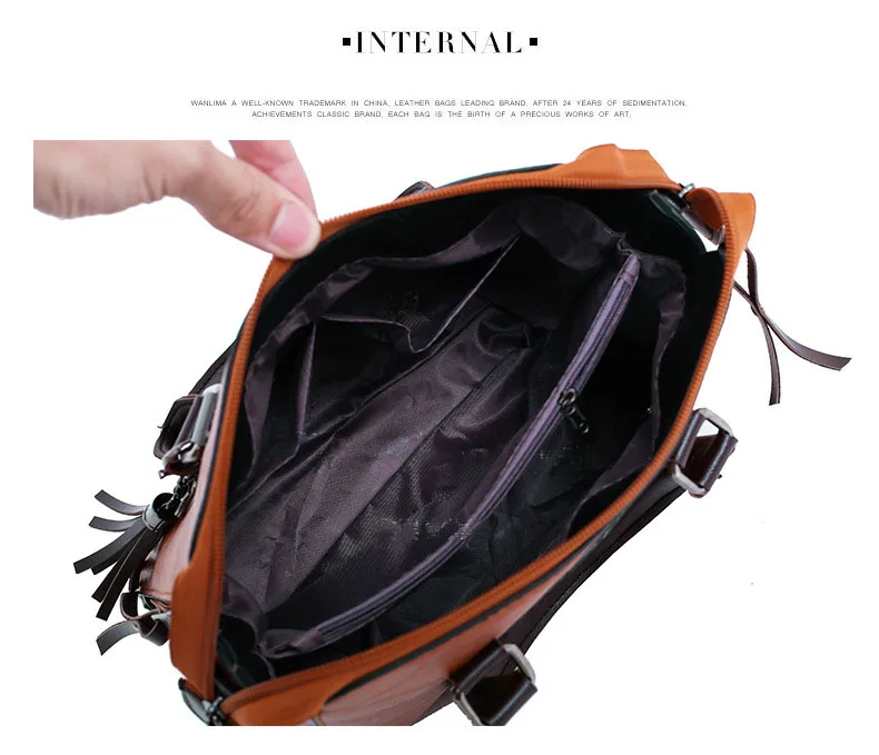 4pcs sets Fashion Vintage Handbag for Women Medium High Quality Oil Leather Shoulder Crossbody Bag Brown Black Female Tote Purse (10)