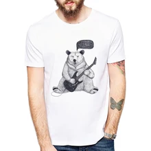 Nueva camiseta de verano punk Retro Vintage Sketch oso para hombre Camiseta novedad diseño superior camiseta Oso de moda let's rock