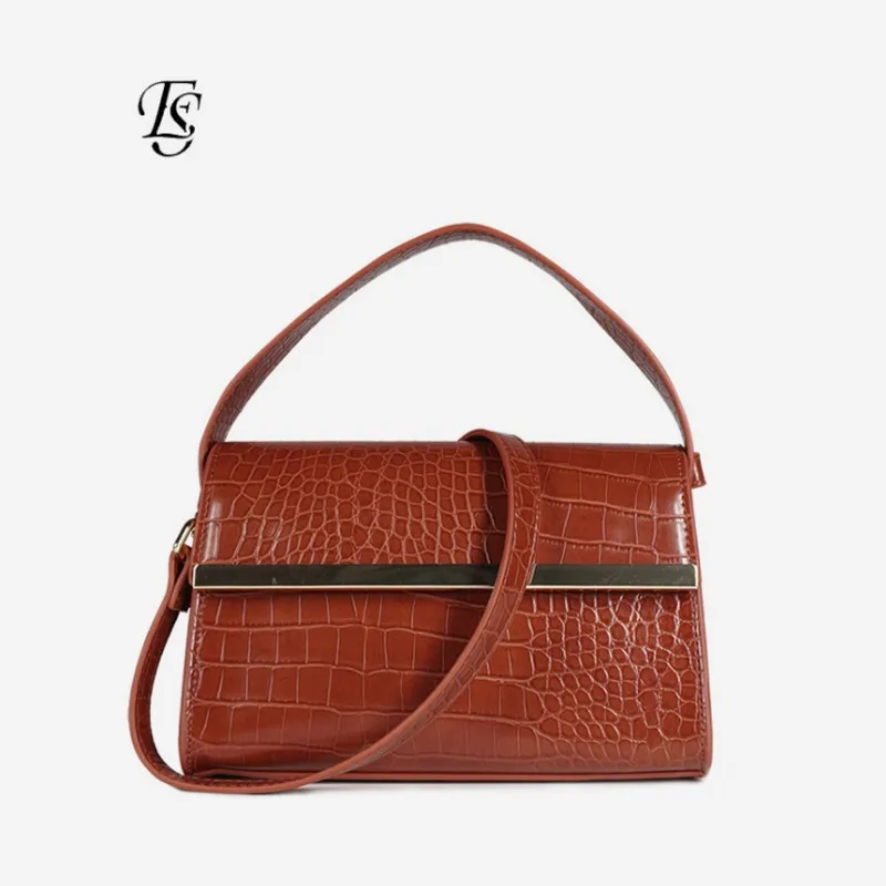 

E.SHUNFA New Fashion Elegant Handbag Tote Bag 2019 PU Leather Women Shoulder Bags Casual crocodile pattern solid color Hand Bag