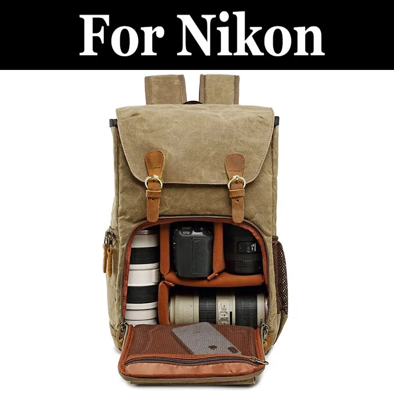 Батик холст Камера рюкзак для защиты от дождя DSLR Камера сумка Водонепроницаемый сумка для фотокамеры для nikon D3100 D3200 D3300 D3400 D3500 D4 D4S D5 D500