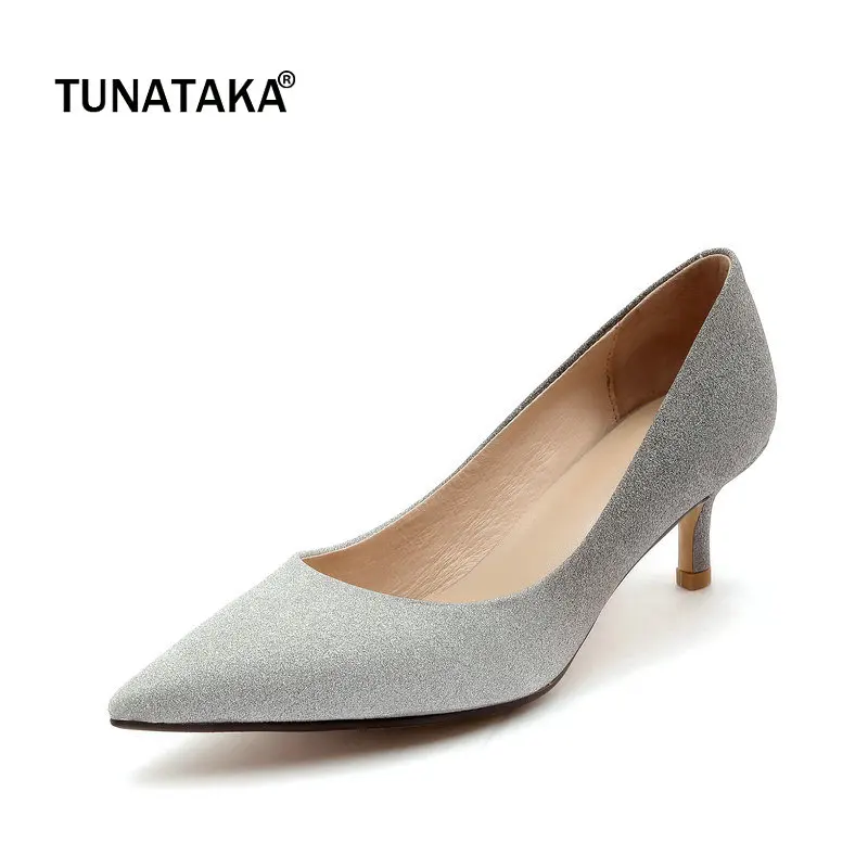 

2018 The New Thin Heel Pointed Toe Woman Lazy Pumps Fashion Bling Dress High Heel Shoes Genuine Leather Inside Black Pink Gold