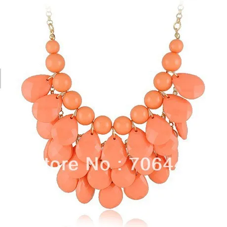 Женское ожерелье с цепочкой трехслойное ручной работы гранеными акриловыми