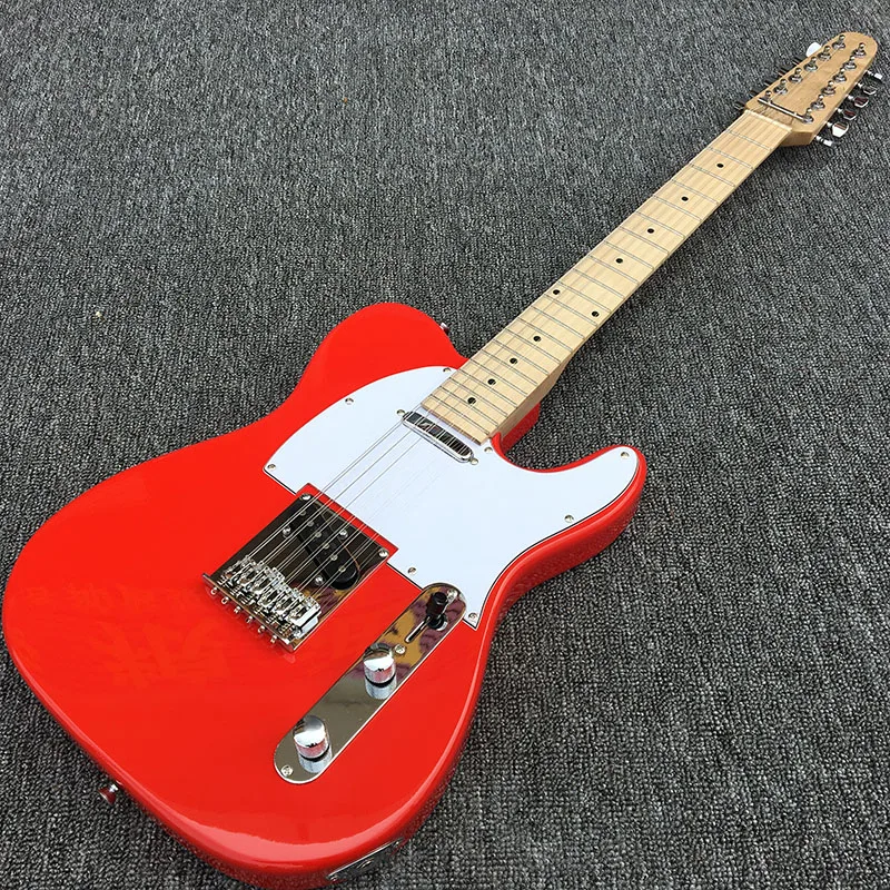 

Custom Shop 12 string TL electric guitar,maple guitar fingerboard with black dot inlay and Red body with white picker guard