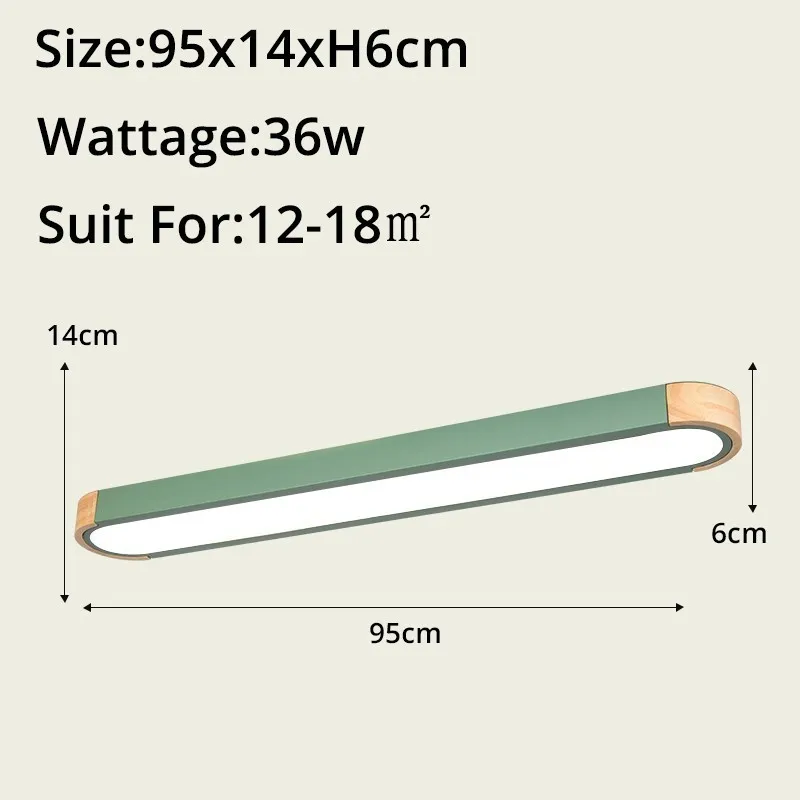 Потолочный с дистанционным управлением деревянные декоративные потолочные светильники панели для гостиной спальни потолочный светильник - Цвет корпуса: green 95x14x6cm 36w