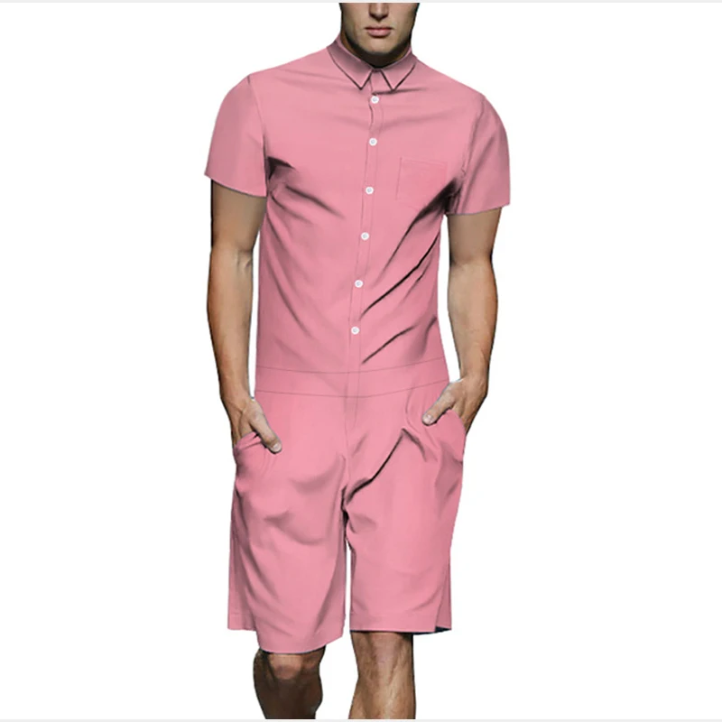 Covrlge мужские комбинезоны новые мужские комбинезоны Модные мужские комплекты Летний комбинезон Мужская одежда футболка высокое качество мужской костюм MSX001 - Цвет: Розовый