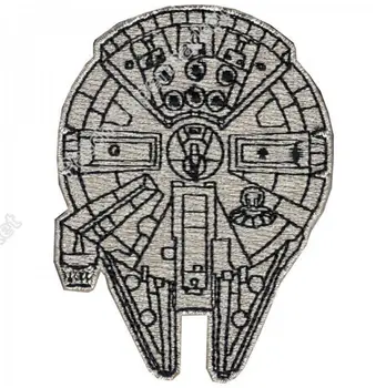 

3" Star Wars Millennium Falcon Top View Crest iron on patch tv movie series Embroidered applique badge black white diy