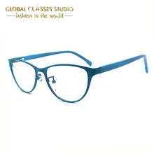 Модные новые женские синие металлические очки защитные очки, оправа 512JG25004-C2