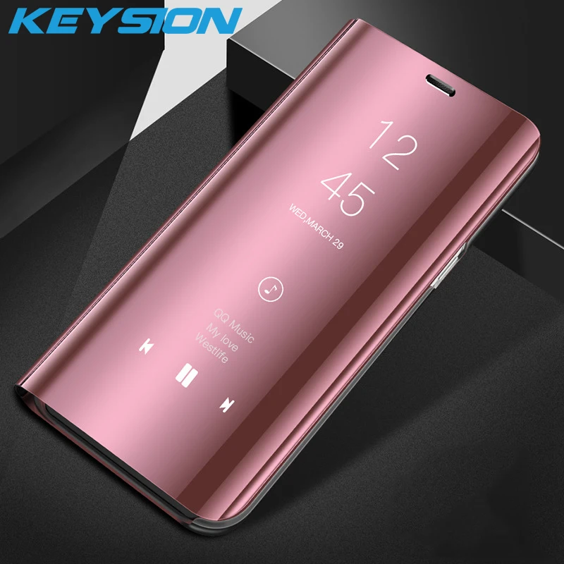 

KEYSION Clear Smart View Mirror Flip Case For OPPO Reno R17 Pro F11 Pro Stand Cover Leather Case for OPPO F9 F7 F5 Find X A7 A3