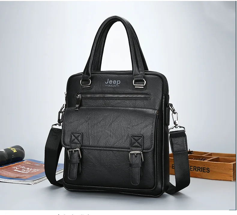 ZYJ Men Business Travel Leather Laptop Briefcase Male Bags Causal Sling Messenger Shoulder Portfolio Briefcase Bag Handbag Bolsa (22)