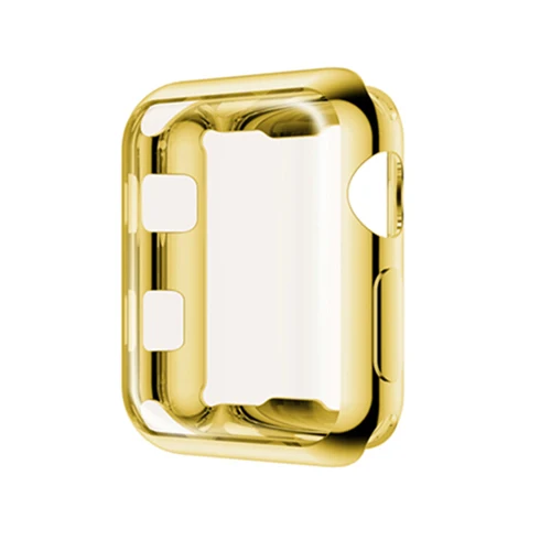 ТПУ бампер для apple watch чехол apple watch 5 4 44 мм 40 мм iWatch 3 2 42 мм 38 мм все вокруг аксессуары для протектора экрана 44 - Цвет: gold