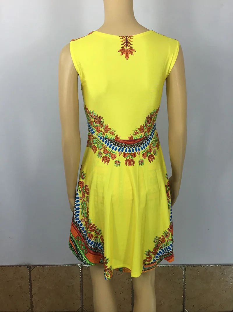 Сексуальное женское платье в африканском стиле с принтом Дашики, короткое платье без рукавов, облегающее платье для женщин, платье в этническом стиле Гана