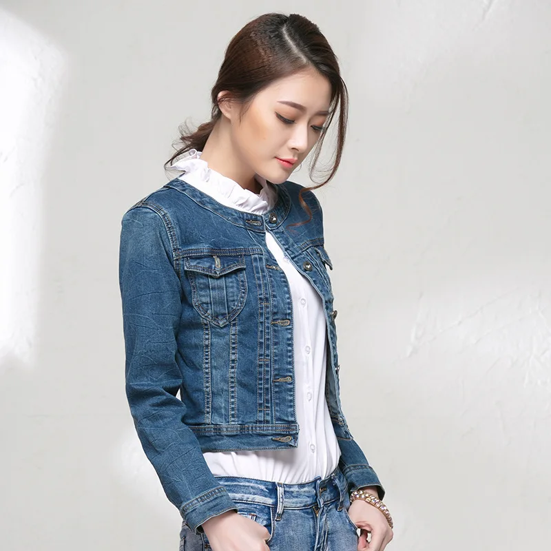 new arrival autumn and winter O neck all match cotton denim jacket