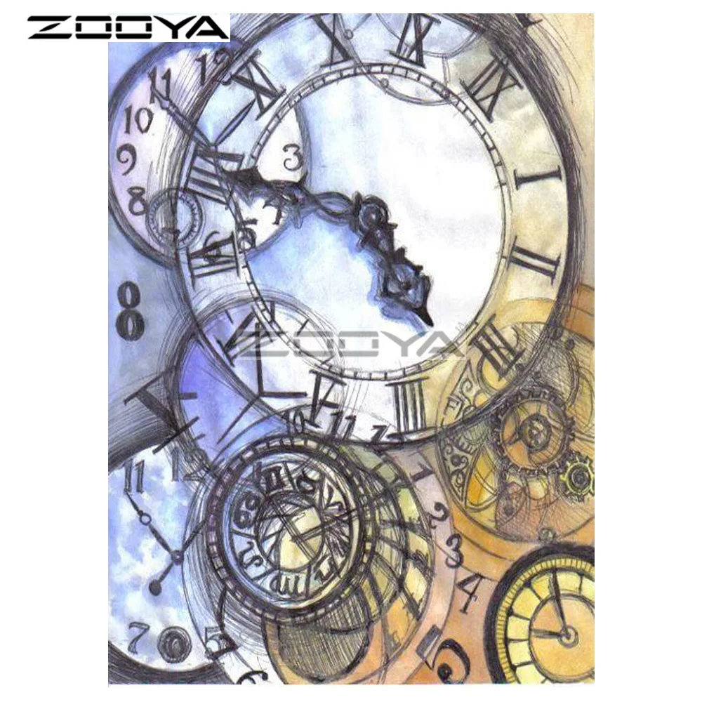 

ZOOYA 5D DIY Diamond Clock Pointer Second Hand Scenery Diamond Painting Cross Stitch Square Drill Mosaic Decoration BK944
