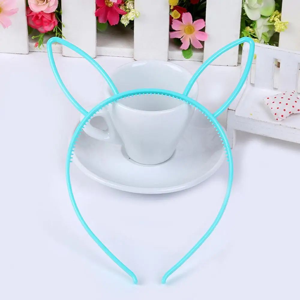 Rabbit ear C M MISM 1 шт., ободки с кошачьими ушками для девочек, корона, тиара, принцесса, с пластиковым животным, лента для волос, Бабочка, бант, аксессуары, головные уборы для девочек - Цвет: Rabbit ear C