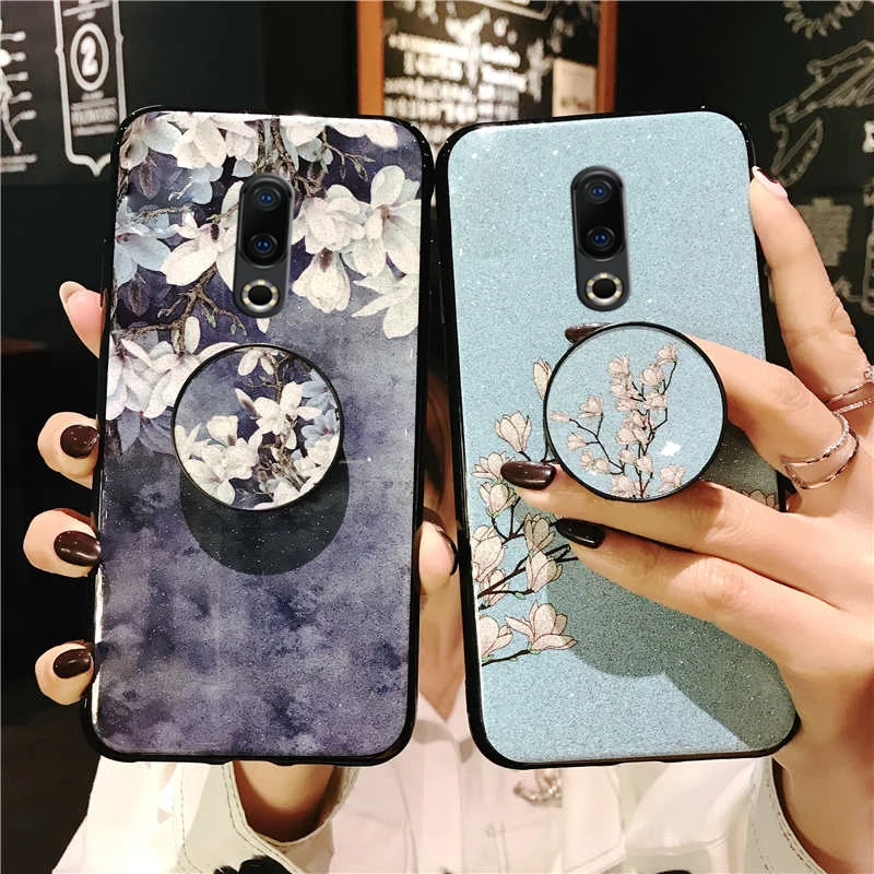Чехол для телефона с блестящими цветами meizu m15 15 pro 7 16 16x16th plus v8 note 8 9x8 кольцо на