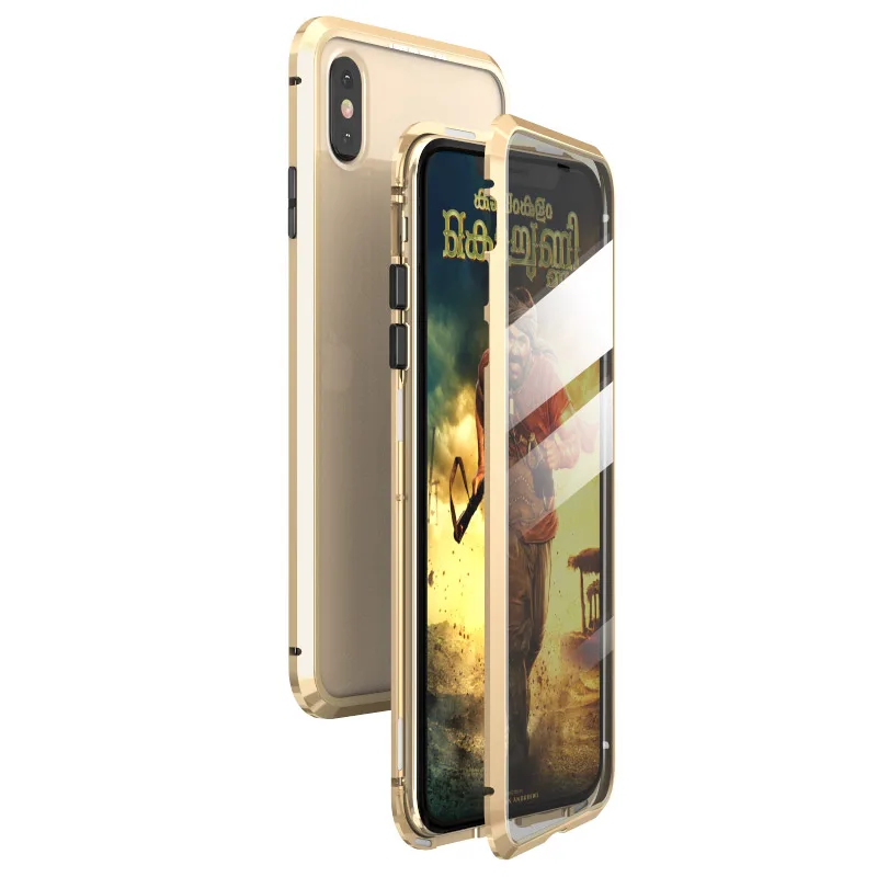 Metal Magnetic For iPhone 12 Pro 13 11 Xr Xs Max Mini 8 7 Plus SE Phone Case Double-Sided Glass Cover Coque Fundas Clear Bumper pouch phone Cases & Covers