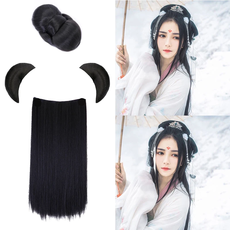 DIFEI Synthetic Chignons Hair Scrunchies Extensions Hair Piece Wrap Ponytail Hair Tail Updo Fake Hair Bun Hairpiece Accessories
