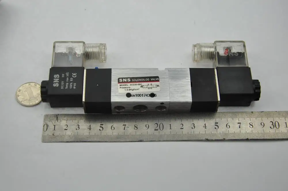 1x 4V230-08C 5Ports3Position Double Solenoid Pneumaticcontrol vavle duouble coil Air Valve 1/4