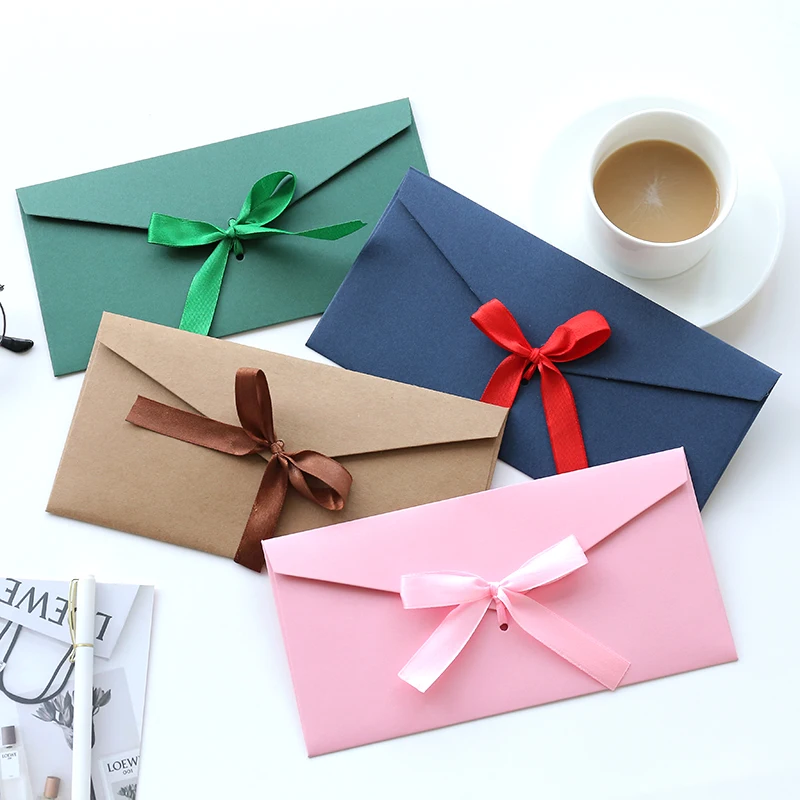 

5pcs/lot Retro Silk Ribbon DIY Festival Gift Envelope Letter Papers Butterfly-knot Wedding Invitation Letter