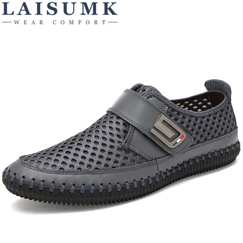 

LAISUMK Men Casual Shoes Hot Sale 2019 Summer Breathable Mesh Shoes Men Comfortable Moccasins Fashionable Shoes Big Size 38-46