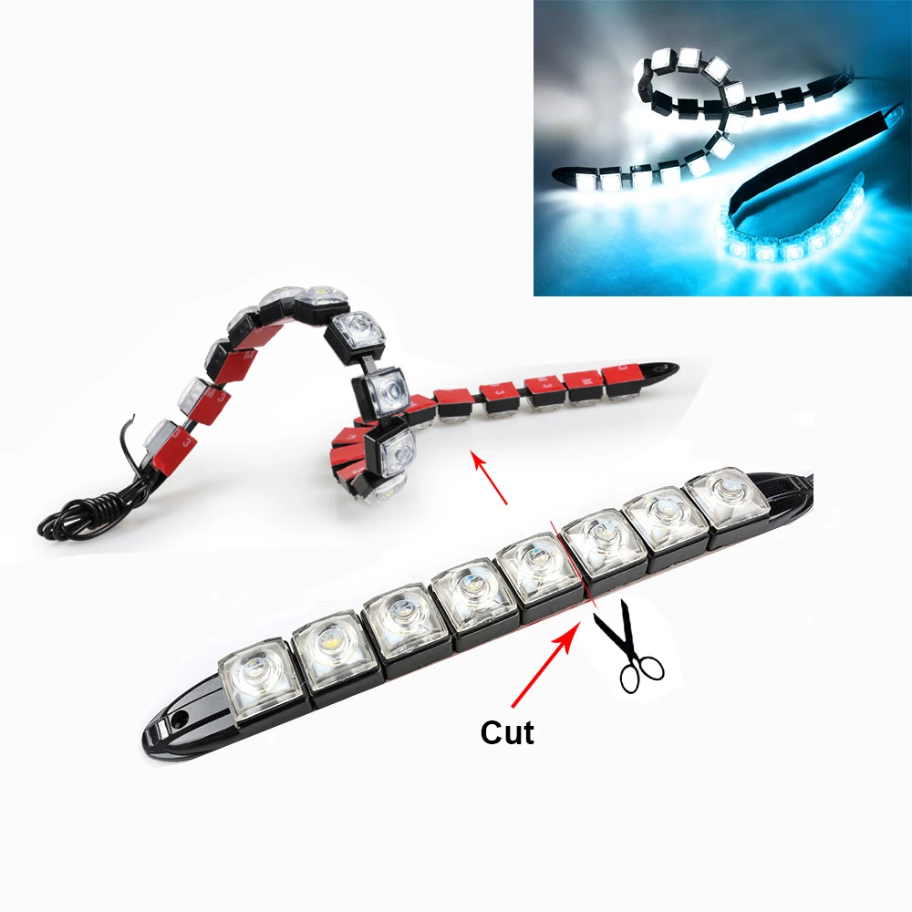 1pc Car DRL Running Light Auto Flexible LED Strip 5050Led Driving Light Car Styling Daylight Fog Lamp 12V White Ice Blue