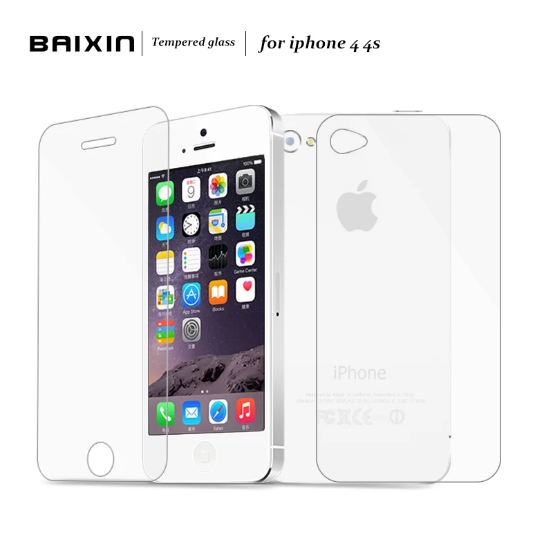 2pcs/lot Front+Back Genuine 0.3mm 2.5D HD Ultra Thin 4S Tempered Glass Film Screen Protector for iPhone 4 4G 4S for iPhone4