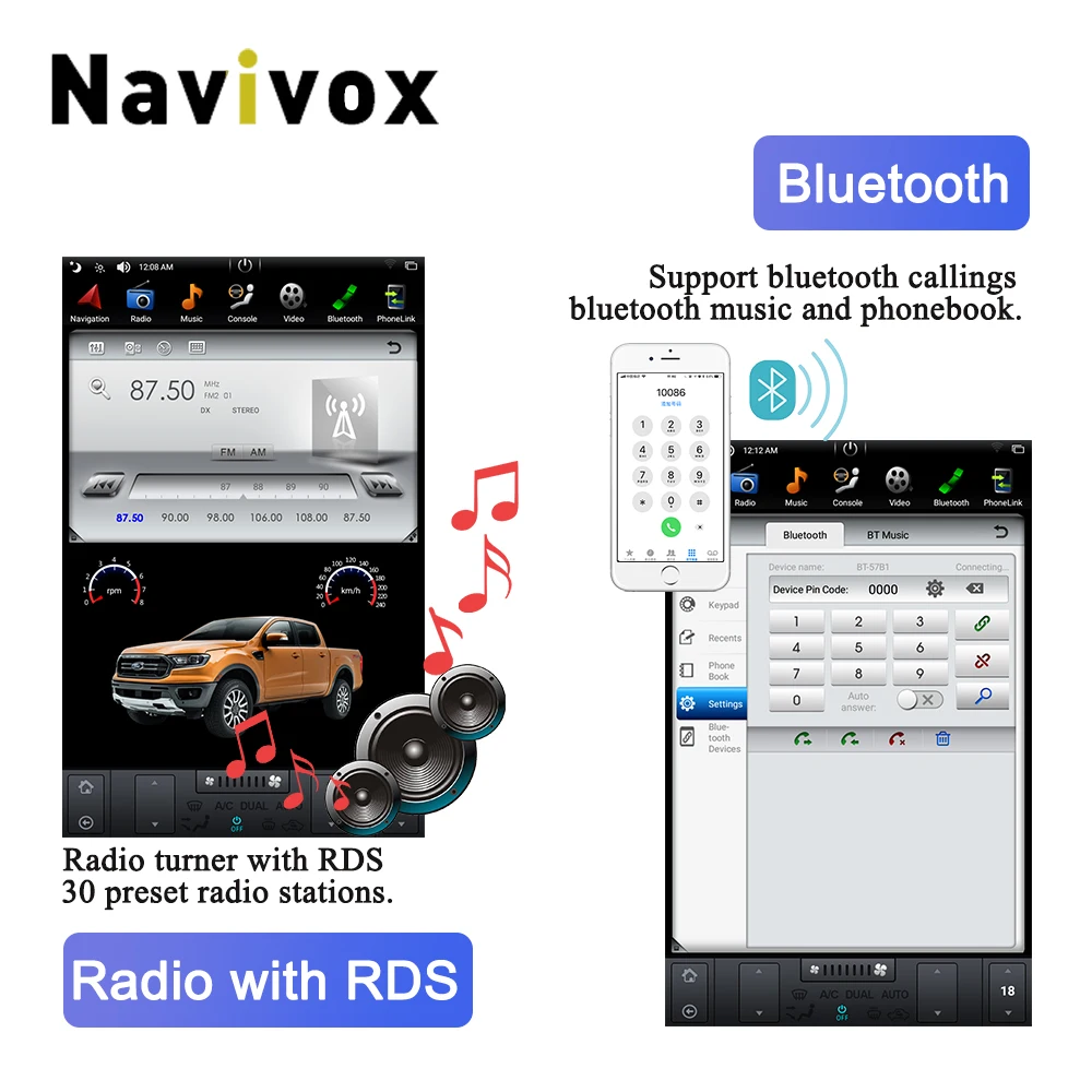 Best Navivox 10.4" Tesla style Screen Android 7.1 Car Radio Multimedia Player For Honda Civic 2012-2015 Head Unit Stereo Left Driver 2