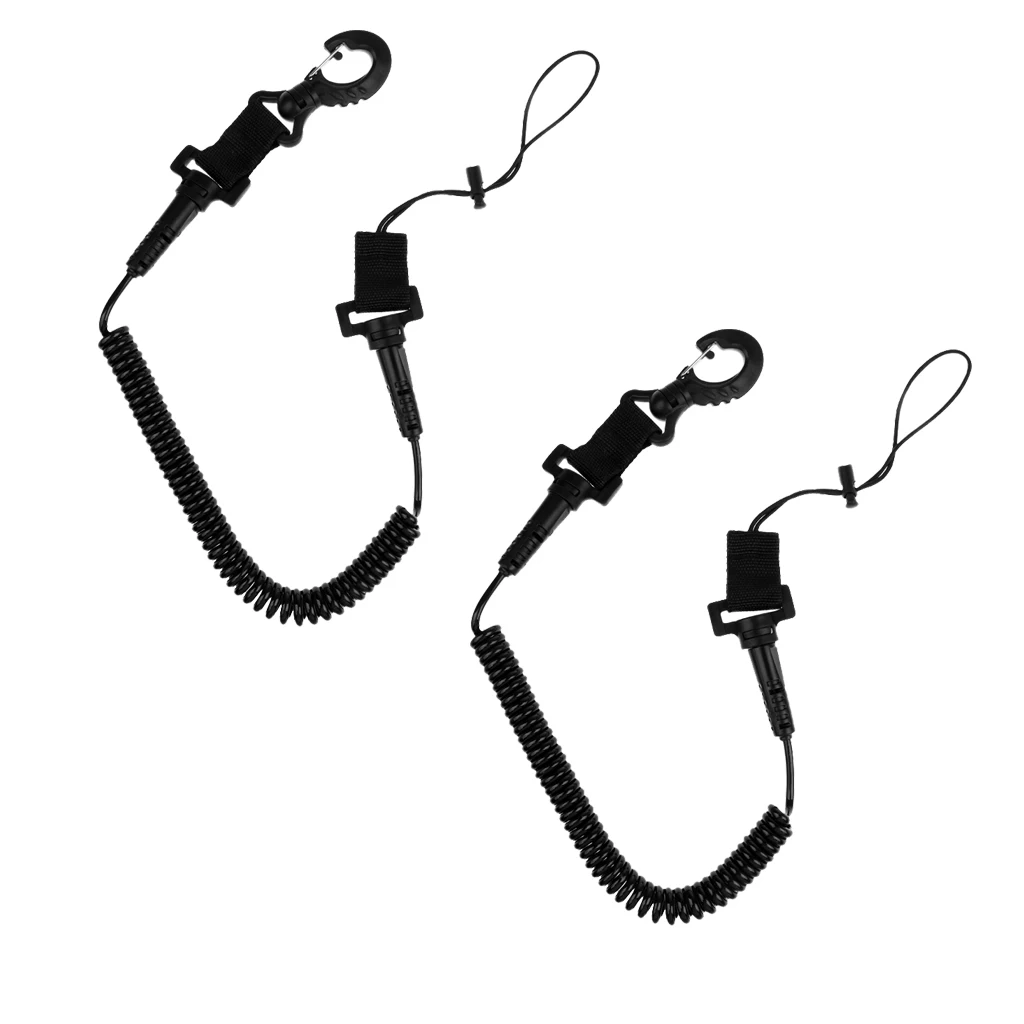 2 Pieces Protable Safety Camera Coil Lanyard Spring Clips Buckle for Scuba Diving Snorkel