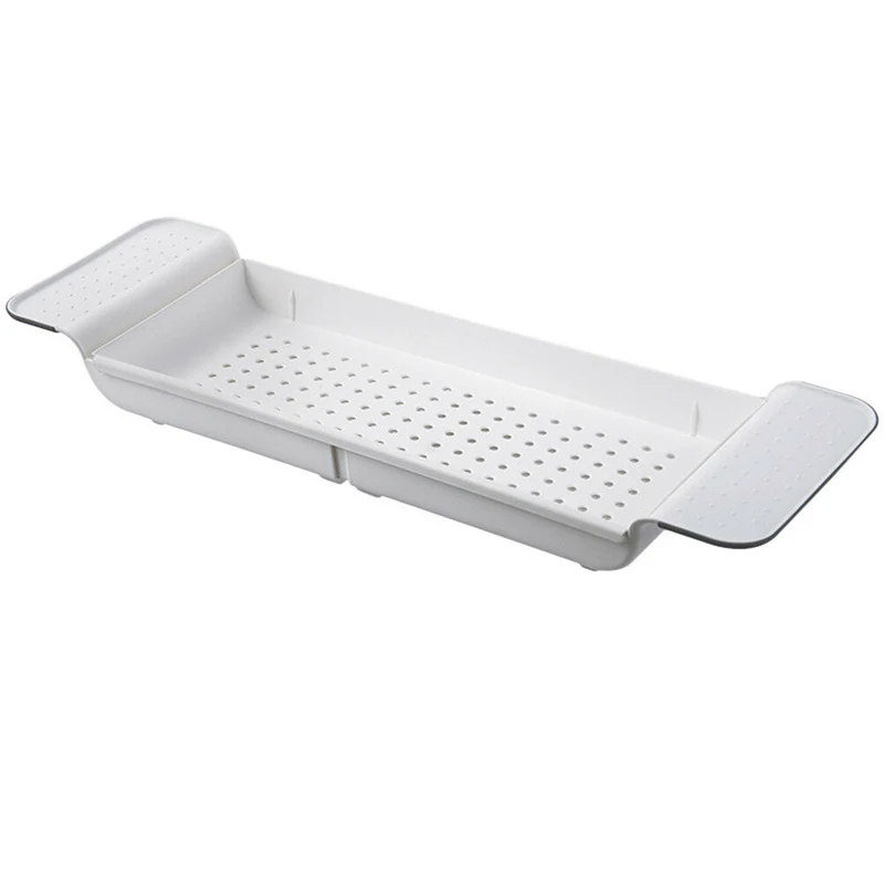 Простая и практичная Выдвижная дренажная рамка для ванной комнаты Пластиковая Полка хранения для ванной поднос для ванной Shel - Цвет: White