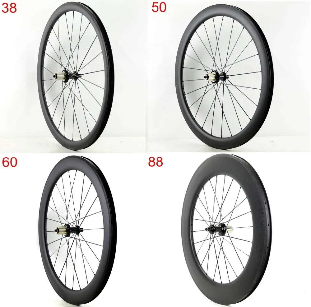 

Free shipping 700C 38/50/60/88mm depth Road carbon wheels 25mm width Clincher bicycle single rear weels UD matte finish