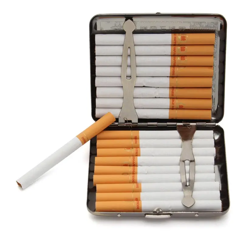 Bronze Carved Cigarette Case Box Stainless Steel