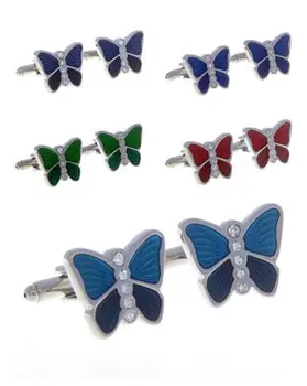 

10pairs/lot Copper Enamel Crystal Butterfly Cufflinks 5 Colors Cuff Links Shirt Cuff Buttons Men's Jewelry Wholesale