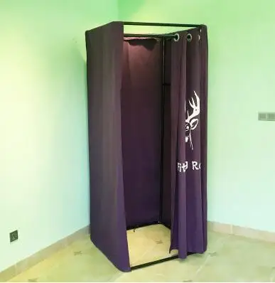Dressing room. Moving changing room. Simple fitting room. Shelf curtain..
