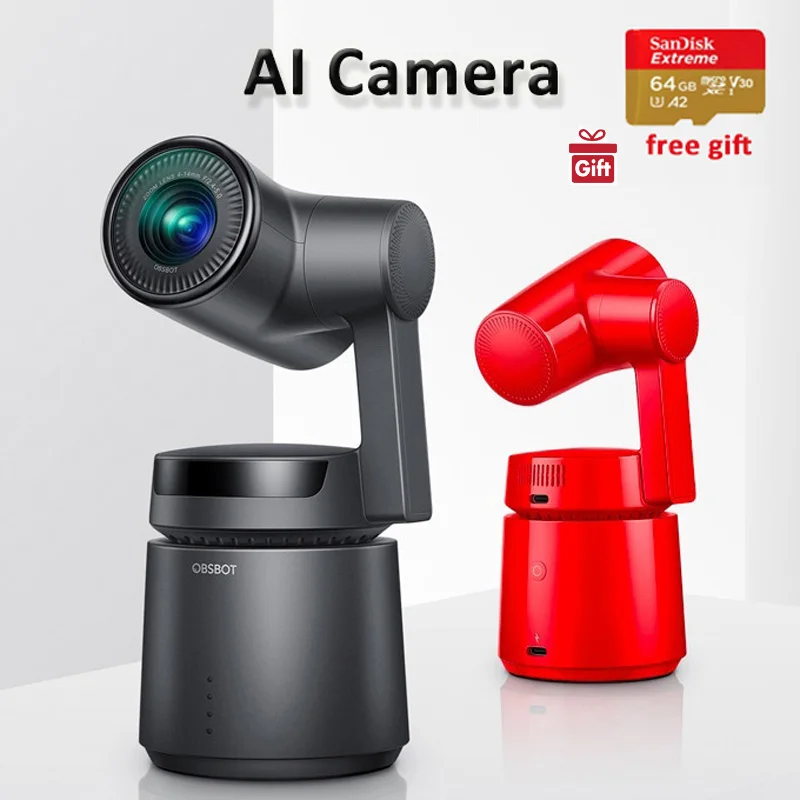 

Feiyu OBSBOT Tail Auto-Director AI Camera 3 Axis Gimbal 4k 60fps Auto zoom AI Tracking Selfie Video Camera for Vlog Youtube Live